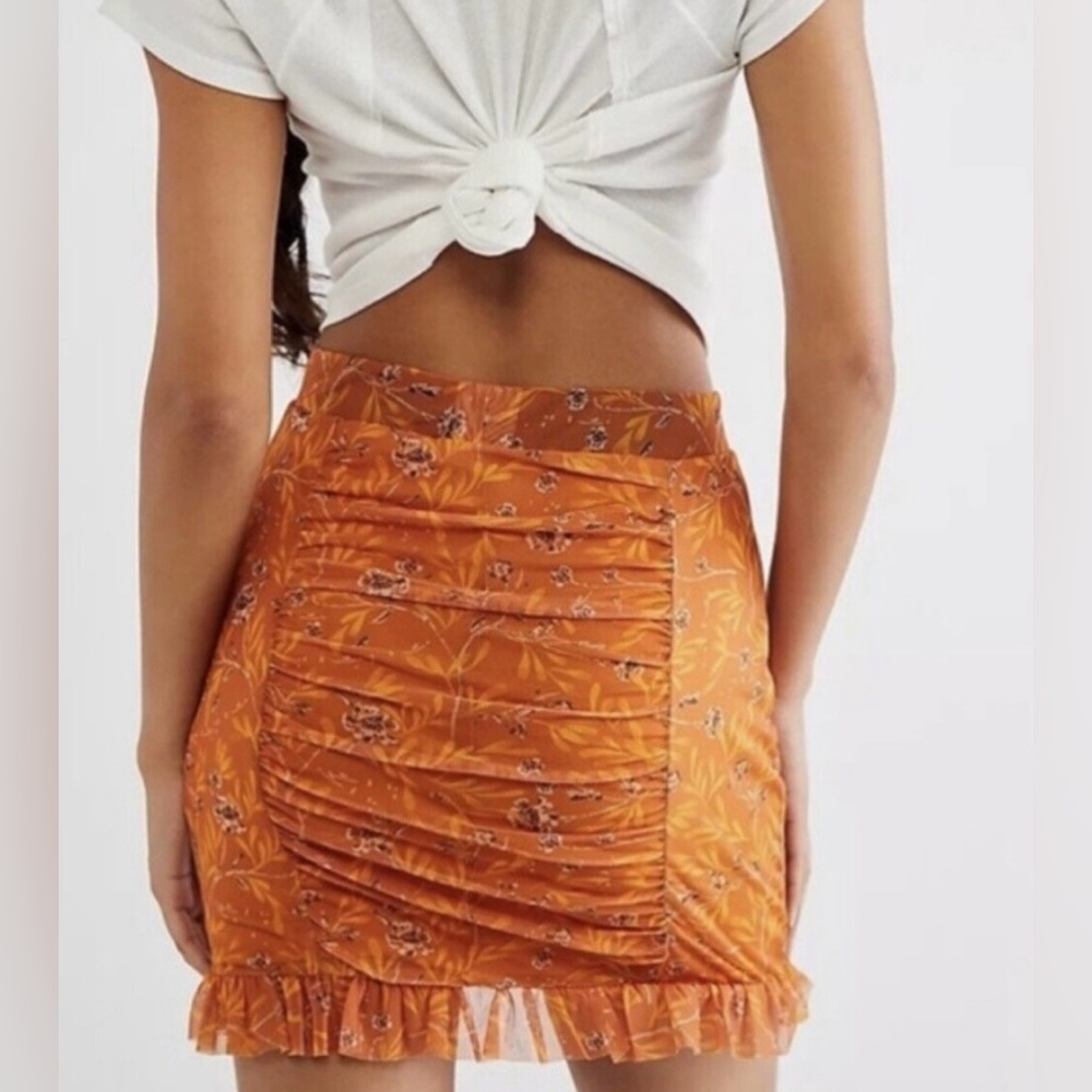 Free People Romi mesh mini skirt in blue floral size large - Picture 5 of 13